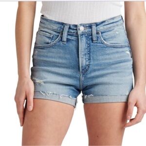 Silver Jeans Womens Beau Denim Shorts Sz 30 Distressed Raw Hem